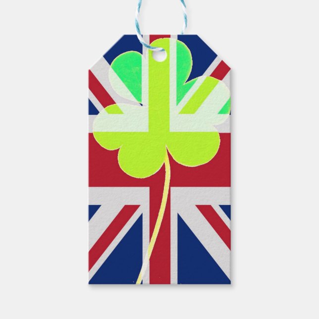 Irish British Flag Shamrock Clover St. Patrick UK Geschenkanhänger (Vorderseite)