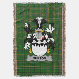 Irish Burton Coat of Arms Familienwappen Irland Decke
