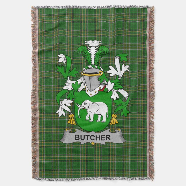 Irish Butcher Coat of Arms Familienwappen Irland Decke (Vorderseite Vertikal)