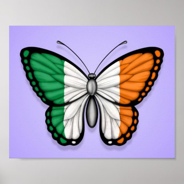 Irish Butterfly Flag auf Lila Poster (Vorne)