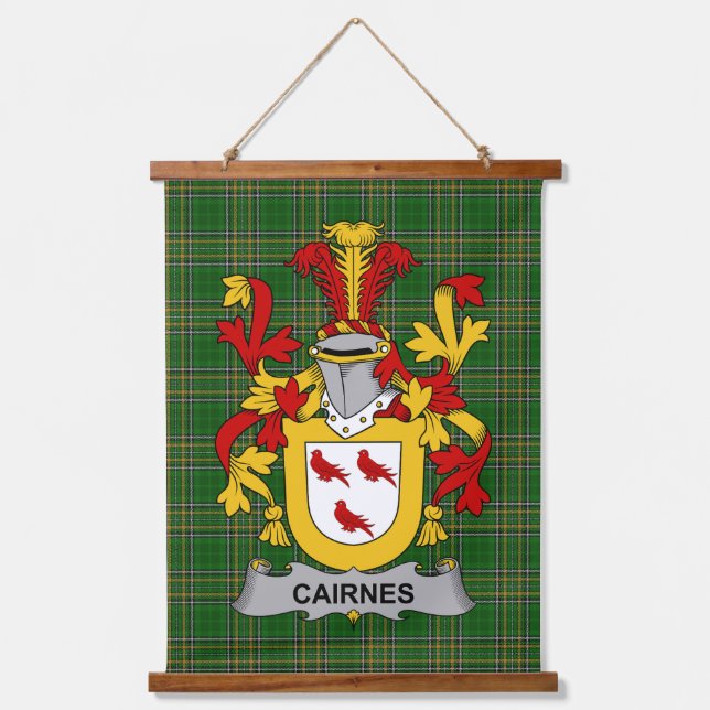 Irish Cairnes Coat of Arms Family Crest Wandteppich Mit Holzrahmen (Vorderseite)