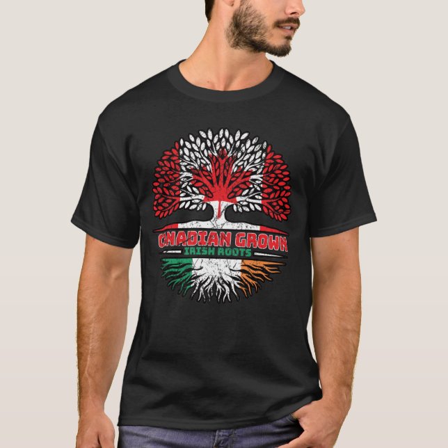 Irish Canadian Canada Tree Roots Flag T-Shirt (Vorderseite)
