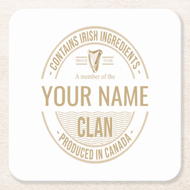 Irish Canadian Custom Family Clan Name Rechteckiger Pappuntersetzer (Vorderseite)