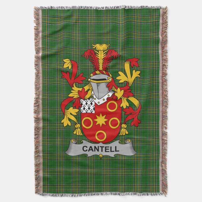 Irish Cantell Coat of Arms Familienwappen Irland Decke (Vorderseite Vertikal)