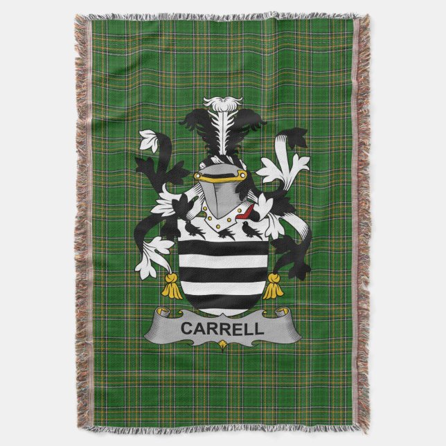 Irish Carrell Coat of Arms Familienwappen Irland Decke (Vorderseite Vertikal)