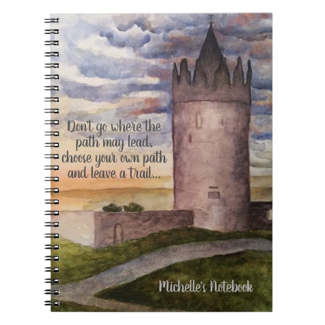 Irish Castle and Landschaft Water Color Notebook Notizblock (Vorderseite)