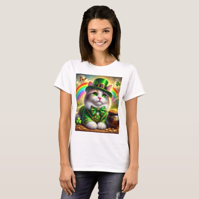 Irish Cat Leprechaun Cat Lover T - Shirt (Vorne ganz)