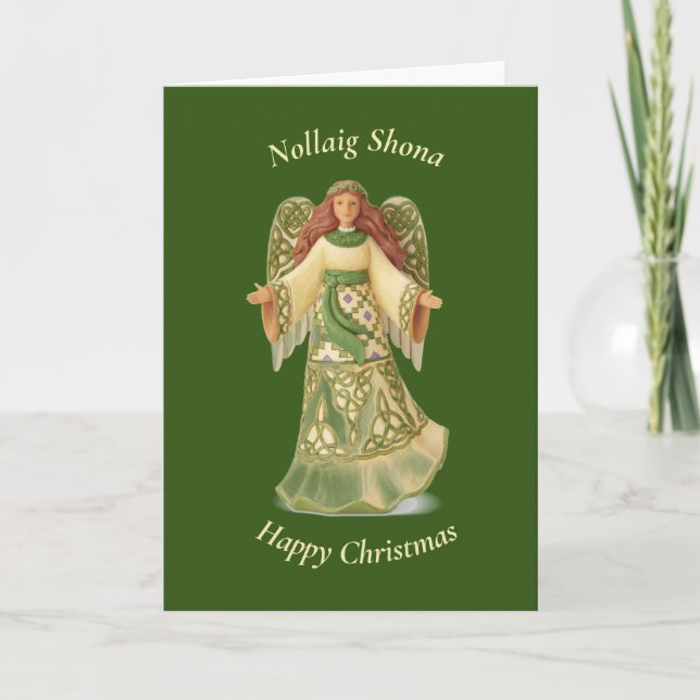 Irish Celtic Angel Weihnachtskarte Feiertagskarte (Vorderseite)