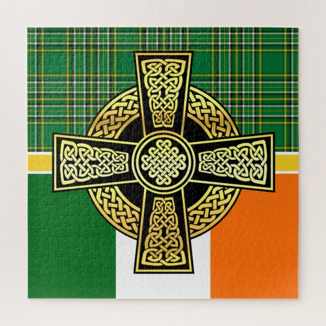 Irish Celtic cross/Ireland national kariert/flagge (Vertikal)