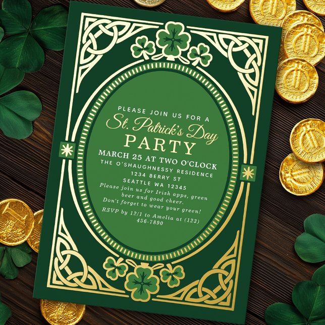 Irish Celtic St. Patrick's Day Party Folieneinladung (Von Creator hochgeladen)