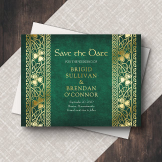 Irish Celtic St Patricks Save the Date Card Folien Feiertagspostkarte