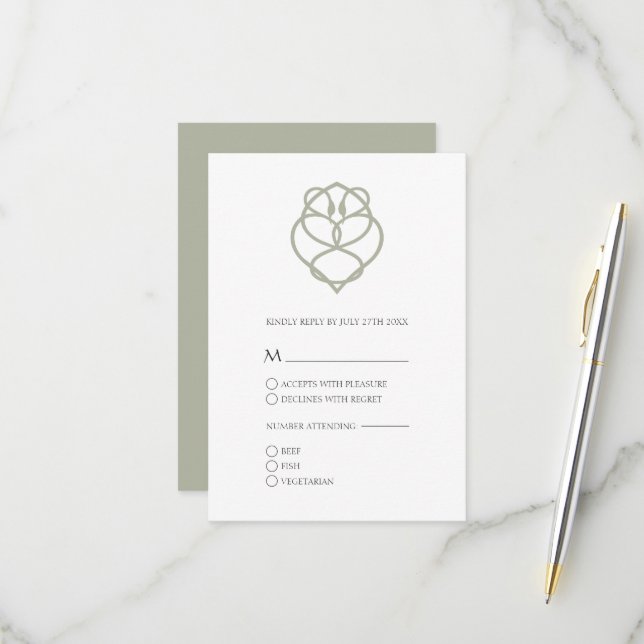 Irish Celtic Swan Liebe Knot Wedding RSVP Card Karte (Vorderseite/Rückseite Beispiel)
