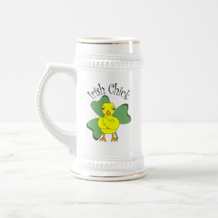 Irish Chick Text Kleeblatt Bierglas