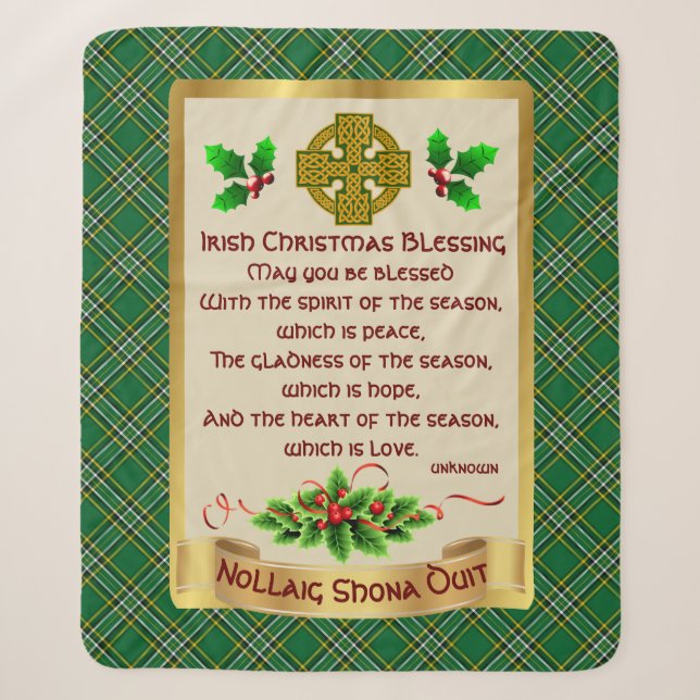 Irish Christmas Sessing w/Irish National Tartan Sherpadecke (Vorderseite)