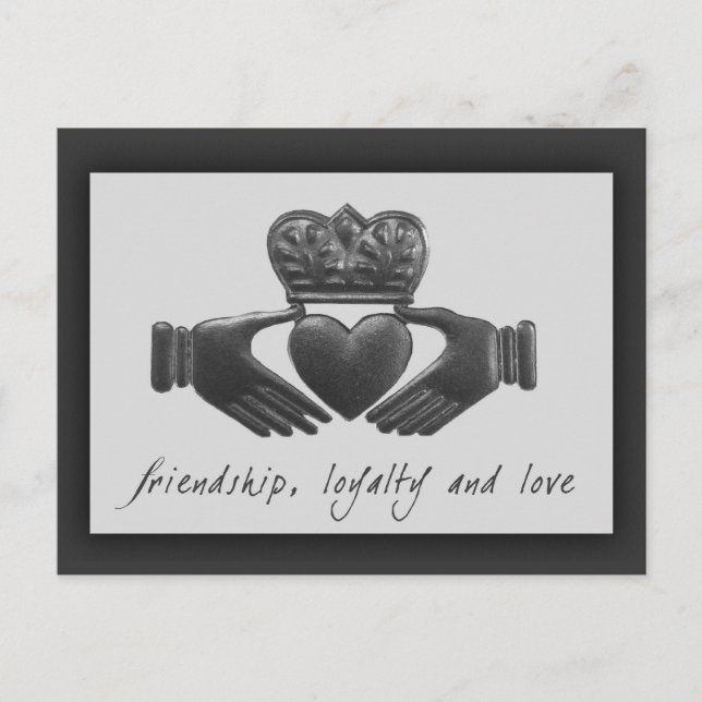 Irish Claddagh, Freundschaft, Loyalität und Liebe Postkarte (Vorderseite)