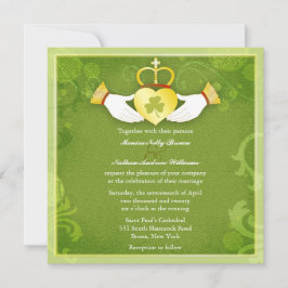 Irish Claddagh Heart Green Celtic Wedding Einladung