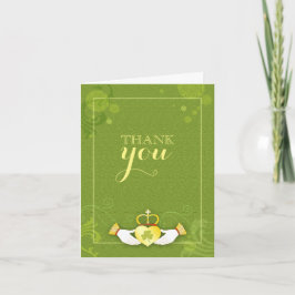Irish Claddagh Heart Green Wedding Dankeschön Kart Dankeskarte