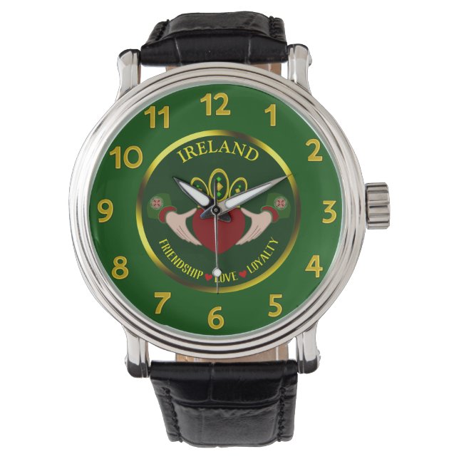Irish Claddagh Personalisiert Armbanduhr (Vorderseite)