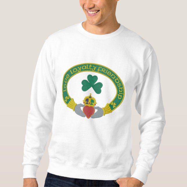 Irish Claddagh Ring Besticktes Sweatshirt (Vorderseite)