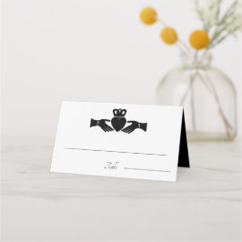 Irish Claddagh Ring Simple Black and White Wedding Platzkarte