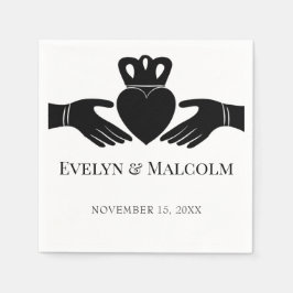 Irish Claddagh Ring Simple Black and White Wedding Serviette