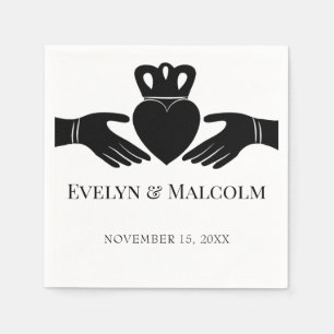Irish Claddagh Ring Simple Black and White Wedding Serviette