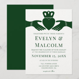 Irish Claddagh Ring Simple Graphic Green Wedding Einladung