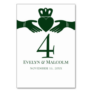 Irish Claddagh Ring Simple Graphic Green Wedding Tischnummer