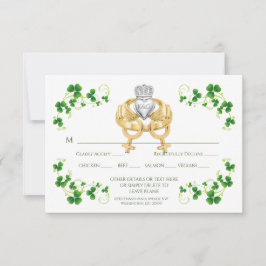 Irish Claddagh Ring und Kleeblätter RSVP Karte