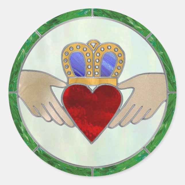 Irish Claddagh Runder Aufkleber (Vorderseite)