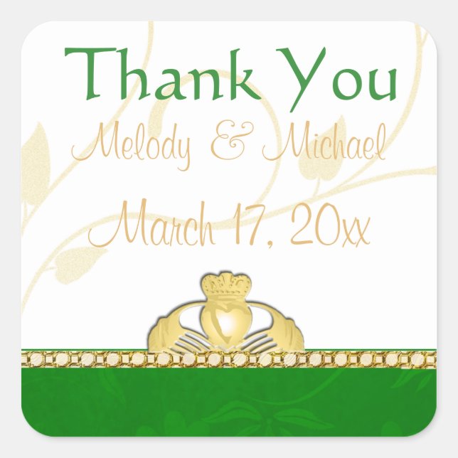 Irish Claddagh Wedding danke Ihnen Stickers (Vorderseite)