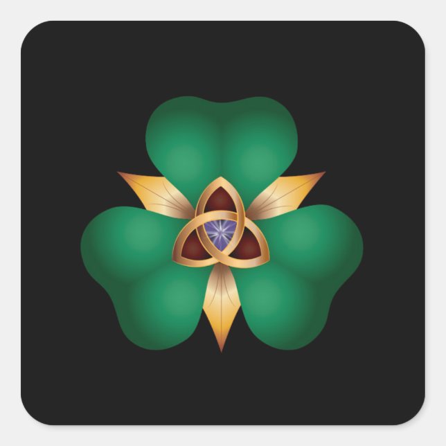 Irish Clover and Trinity Knot Charm Square Sticker (Vorderseite)