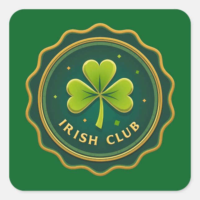 Irish Club St Patrick’s Day Shirt – Autocolante Quadratischer Aufkleber (Vorderseite)