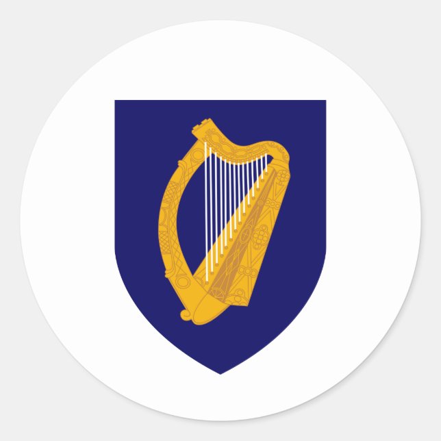 Irish Coat of Arms, Republik Irland Runder Aufkleber (Vorderseite)
