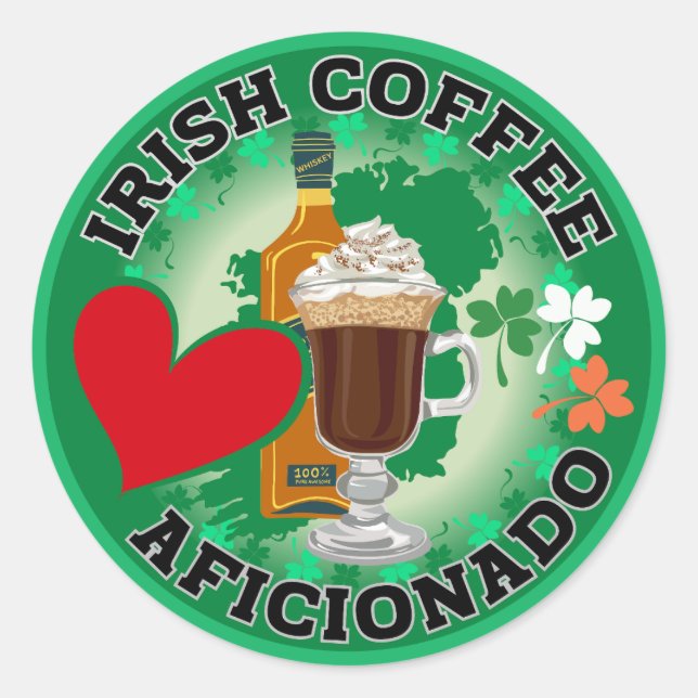 Irish Coffee Aficionado. Runder Aufkleber (Vorderseite)