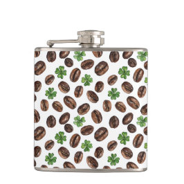Irish Coffee Beans and Shamrocks Funny Design Flachmann