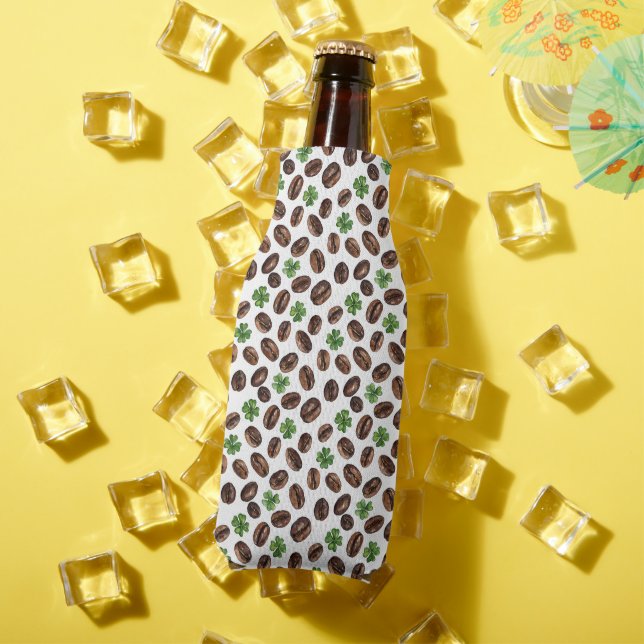 Irish Coffee Beans and Shamrocks Funny Design Flaschenkühler (In Situ Sommer)