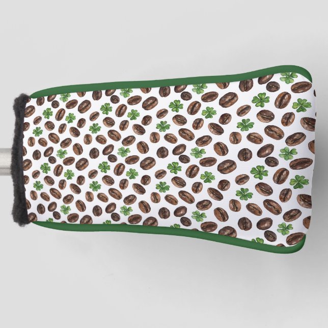 Irish Coffee Beans and Shamrocks Funny Design Golf Headcover (Vorderseite)
