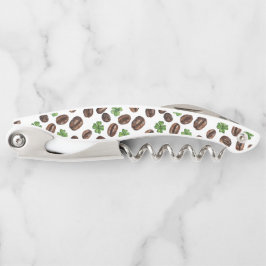 Irish Coffee Beans and Shamrocks Funny Design Kellnermesser