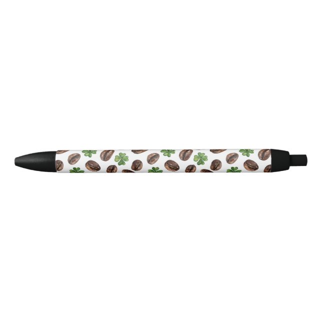 Irish Coffee Beans and Shamrocks Funny Design Kugelschreiber (Vorderseite)