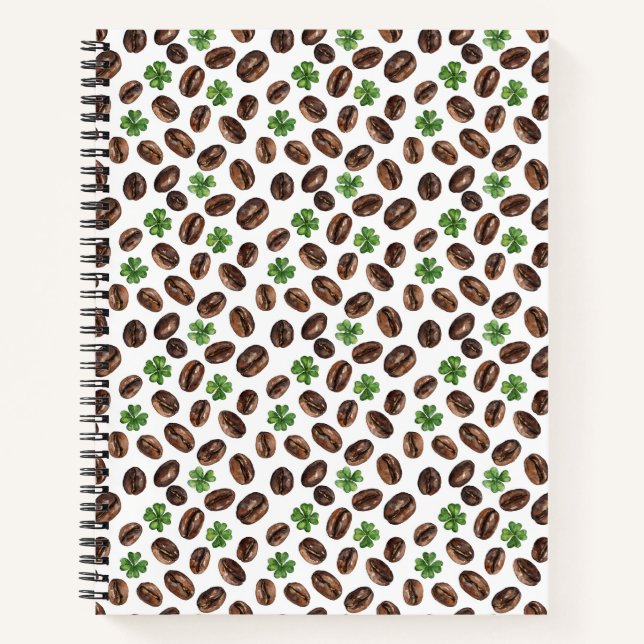 Irish Coffee Beans and Shamrocks Funny Design Notizbuch (Vorderseite)