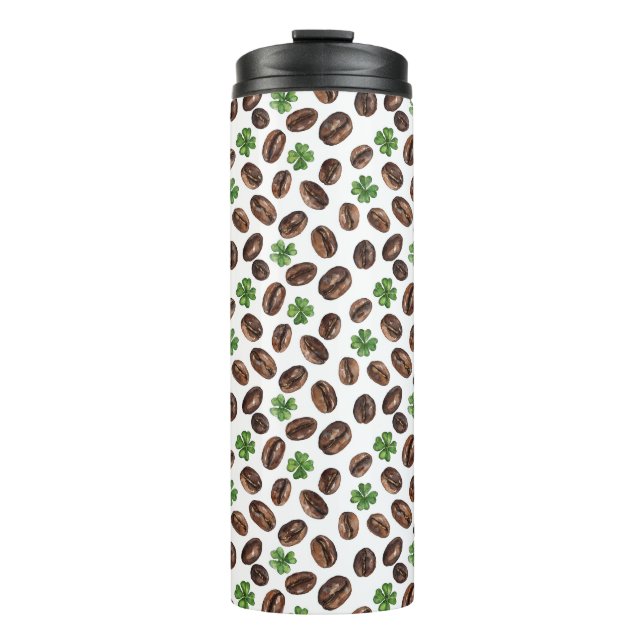 Irish Coffee Beans and Shamrocks Funny Design Thermosbecher (Vorderseite)