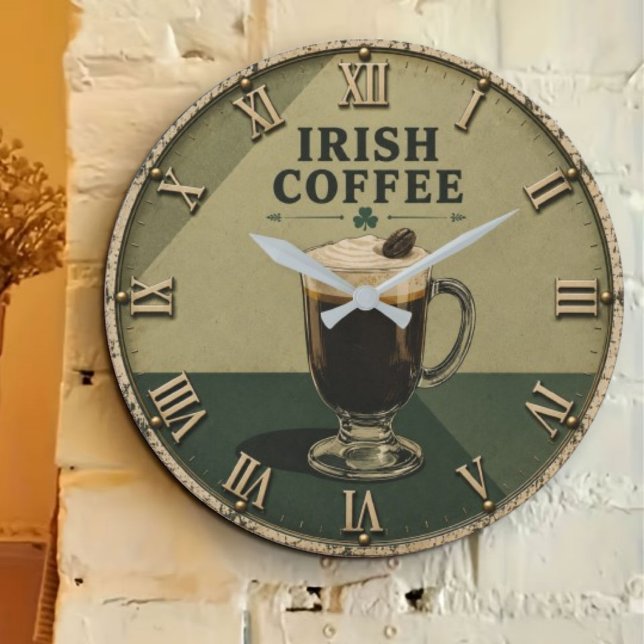 Irish Coffee Celtic Pub Decor  Große Wanduhr (Von Creator hochgeladen)