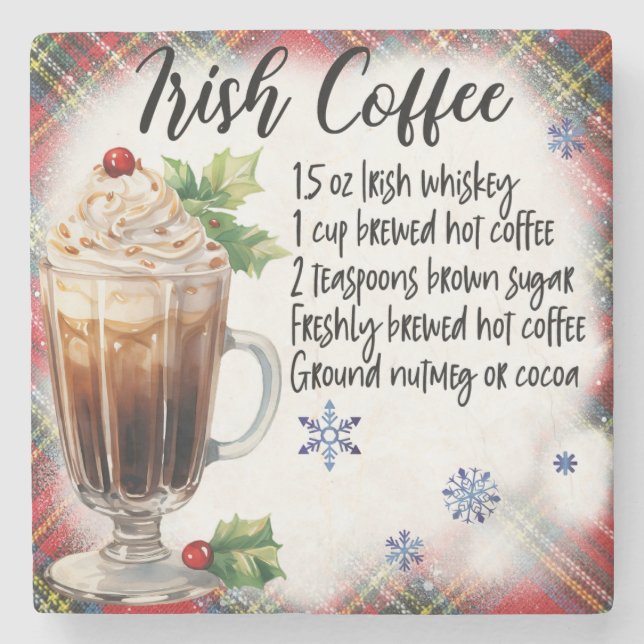 Irish Coffee Recipe Marble Untersetzer (Vorderseite)