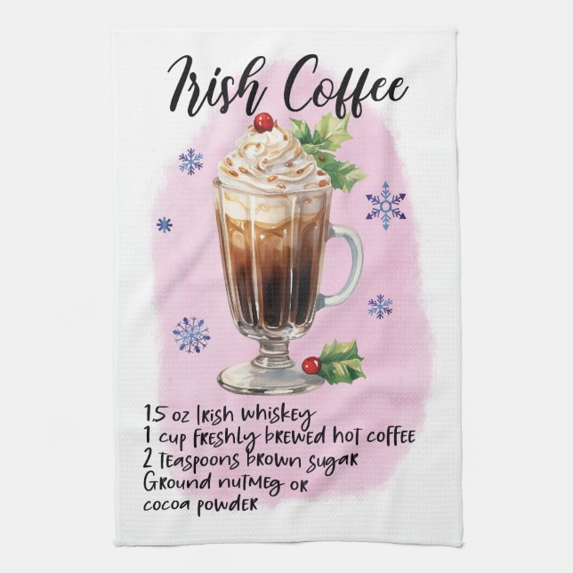 Irish Coffee Rezept Weihnachtsrezepte Design Geschirrtuch (Vertikal)