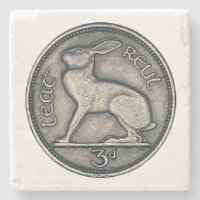 Irish Coin, Hare, 3 Pence Irland Untersetzer