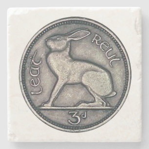 Irish Coin, Hare, 3 Pence Irland Untersetzer