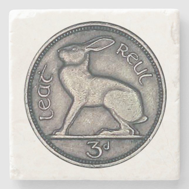 Irish Coin, Hare, 3 Pence Irland Untersetzer (Vorderseite)