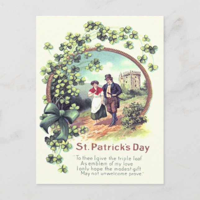 Irish Couple Castle Kleeblatt Postkarte (Vorderseite)