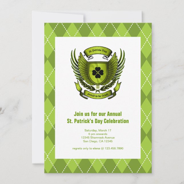 Irish Crest St. Patrick's Day Party Invitation (Devant)